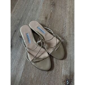 Emme Parsons Susan Gold‎ Metallic Leather Strappy Toe Loop Flat Sandals Size 40